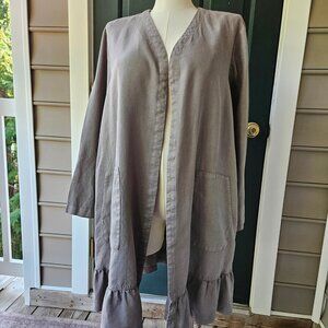 J. Jill Pure Jill Long Linen Topper Duster with Ruffle Plus Size 3X